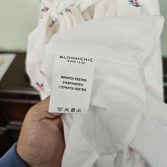 BloomChic Ditsy Floral Pocket Belted Keyhole Neck Flutter Tank Dress Size 12 - Picture 9 of 9